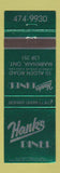 Matchbook Cover - Hank's Diner Markham ON