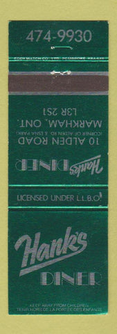 Matchbook Cover - Hank's Diner Markham ON