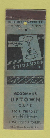 Matchbook Cover - Goodmans Uptown Cafe Long Beach CA KING MIDAS WORN