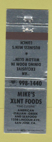 Matchbook Cover - Mike's Excellent Foods San Jose CA