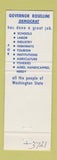 Matchbook Cover - Albert Rosellini Governor Election Washington WA