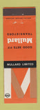 Matchbook Cover - Mullard Transistors UK England Bryant and May