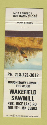 Matchbook Cover - Wakefield Sawmill Duluth MN
