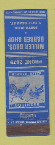 Matchbook Cover - Miller Bros Barber Shop Washington PA