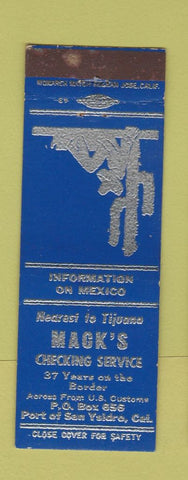 Matchbook Cover - Mack's Checking Service San Ysidro CA