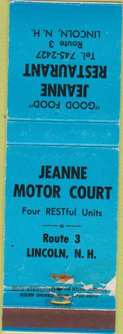 Matchbook Cover - Jeanne Restaurant Lincoln NH WEAR