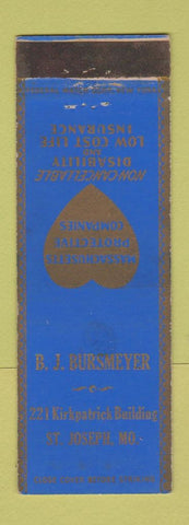Matchbook Cover - BJ Burmeyer Insurance St Joseph MO