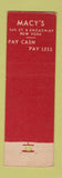 Matchbook Cover - Macy's Stores New York City