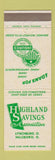 Matchbook Cover - Highland Savings Lynchburg Hillsboro OH