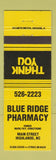 Matchbook Cover - Blue Ridge Pharmacy Drug Highlands NC