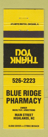 Matchbook Cover - Blue Ridge Pharmacy Drug Highlands NC