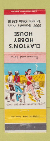 Matchbook Cover - Clayton's Hobby House Toledo OH hillbilly