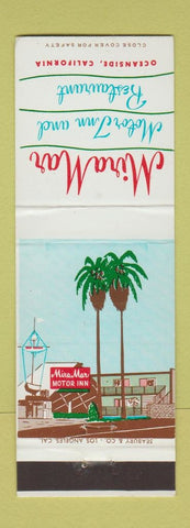 Matchbook Cover - Mira Mar Motor Inn Restaurnt Oceanside CA