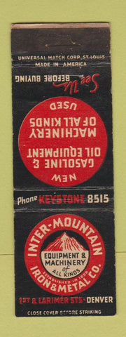 Matchbook Cover - Inter Mountain Equipment Machinery Denver Colorado WEAR