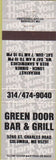 Matchbook Cover - Green Door Bar Grill Columbia MO
