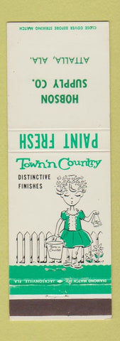 Matchbook Cover - Town n Country Paint Hobson Supply Attalla AL