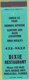 Matchbook Cover - Dixie Restaurant Pensacola FL