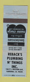Matchbook Cover - Reback's Plumbing N Things Gardena CA