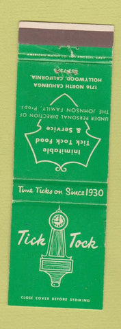 Matchbook Cover - Tick Tock Restaurant Hollywood CA
