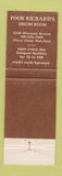 Matchbook Cover - Poor Richard's Sirloin Room Chevy Chase MD