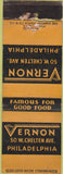 Matchbook Cover - Vernon restaurant Philadelphia PA WORN