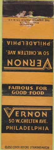 Matchbook Cover - Vernon restaurant Philadelphia PA WORN