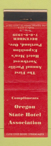 Matchbook Cover - Oregon State Hotel Association Portland OR Expo 1939