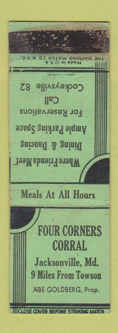 Matchbook Cover - Four Corners Corral Jacksonville MD WORN