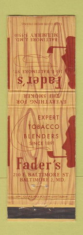 Matchbook Cover - Fader's Tobacco Baltimore MD