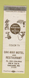 Matchbook Cover - Oak Mar Motel Restaurant Oakland MD WEAR