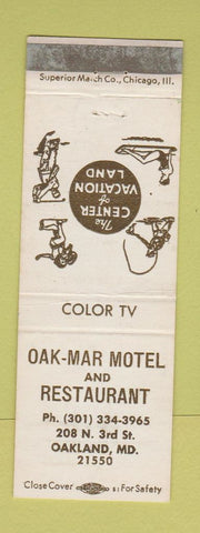 Matchbook Cover - Oak Mar Motel Restaurant Oakland MD WEAR