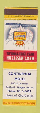 Matchbook Cover - Best Western Continental Motel Portland OR
