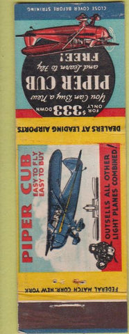 Matchbook Cover - Piper Cub Airplanes Federal