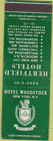Matchbook Cover - Hotel Woodstock New York City