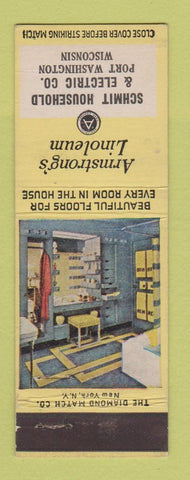 Matchbook Cover - Armstrong's Linoleum Schmit Electric Port Washington WA