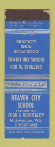 Matchbook Cover - Heavin City School Mukwonaga WI ADVANCE WORN
