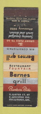 Matchbook Cover - Barnes Grill Milwaukee WI WORN
