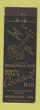 Matchbook Cover - Tut's Cocktail Bar Milwaukee WI