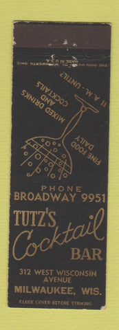 Matchbook Cover - Tut's Cocktail Bar Milwaukee WI