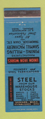 Matchbook Cover - Union Iron Works Mining Milling Spokane WA