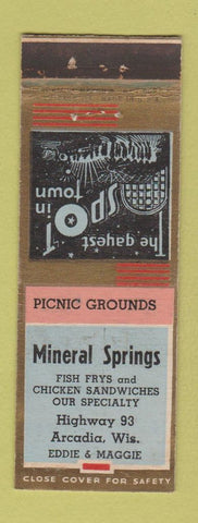 Matchbook Cover - Mineral Springs Arcadia WI
