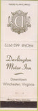 Matchbook Cover - Darlington Motor Inn Winchester VA