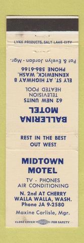 Matchbook Cover - Midtown Motel Walla Walla WA Ballerina Motel Kennewick WA