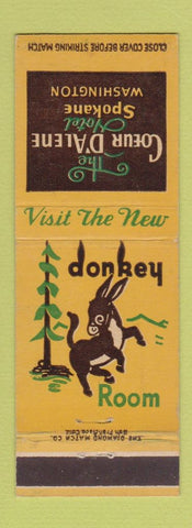 Matchbook Cover - Coeur D'Alene Hotel Spokane WA Donkey Room