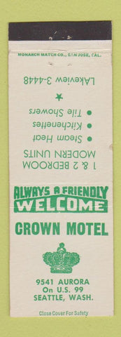 Matchbook Cover - Crown Motel Seattle WA