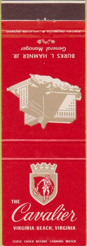 Matchbook Cover - The Cavalier Virginia Beach VA red