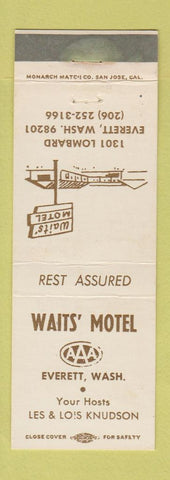Matchbook Cover - Waits' Motel Everett WA WEAR