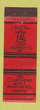 Matchbook Cover - The Claremont Hotel Seattle WA