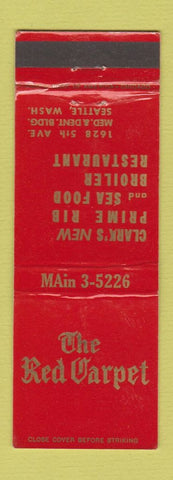 Matchbook Cover - The Red Carpet Restaurant Seattle WA Clarks