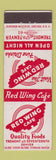 Matchbook Cover - Red Wing Cafe Denver Colorado